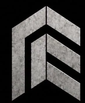 New Erra Decorative Concrete logo, a chevron mark in concrete texture